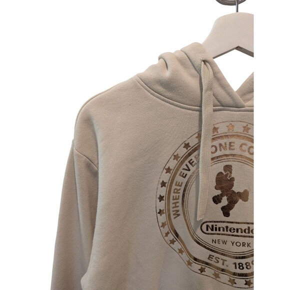 Nintendo Mario Coin Hoodie New York Store Exclusive Tan Medium Unisex Pullover - Picture 3 of 12